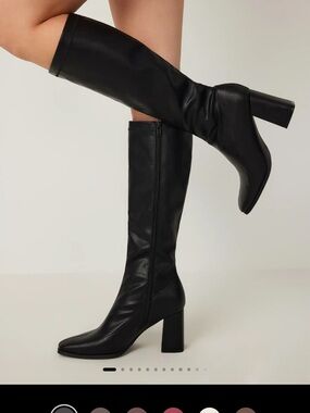 NWT. Cider Black Knee-High Block Heel Boots. Size 7